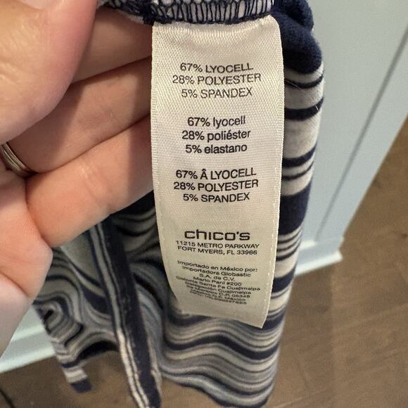 Zenergy Chico’s Maxi Dress Women XL (3) Blue White Stripe Nautical Sailor Cruise - Picture 13 of 15